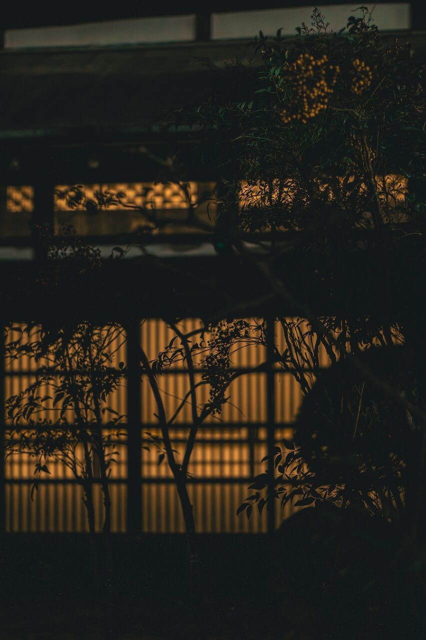 MARUKI Saifuku nighttime view with light through paper doors